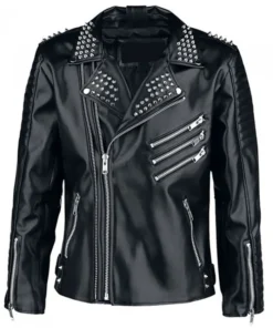 Amelia Black Leather Biker Jacket with Red Quilted Lining