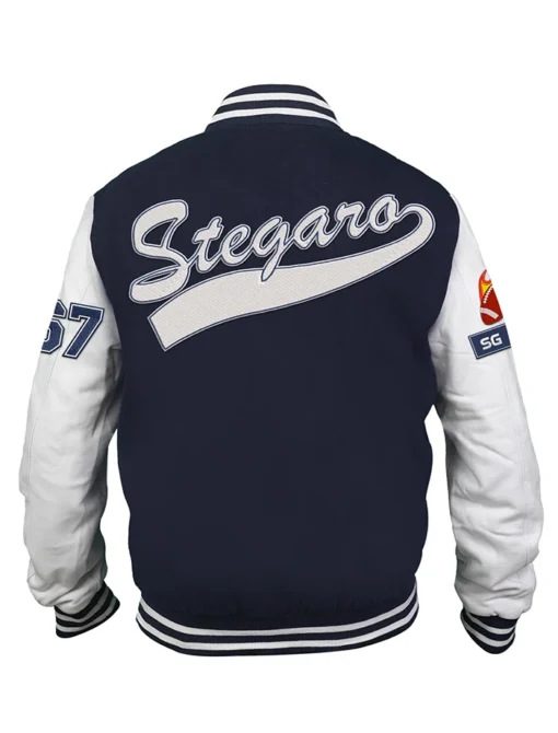 American Football Navy Blue Stegaro Varsity Jacket Back