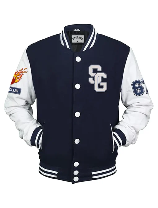 American Football Navy Blue Stegaro Varsity Jacket Front