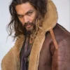 Aquaman Justice League Brown Leather Fur Jacket