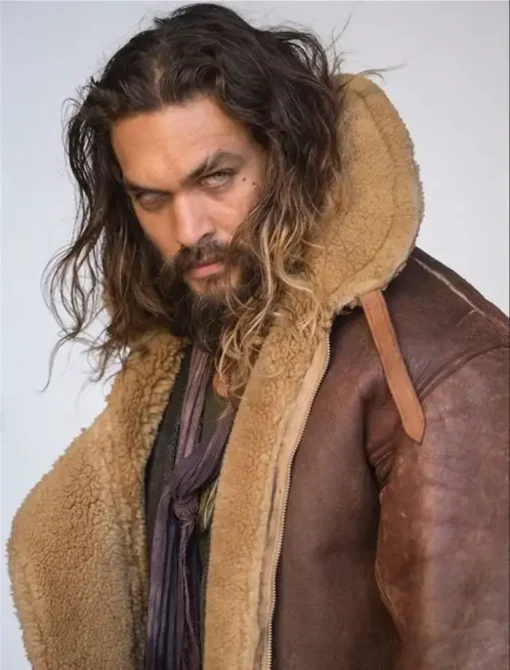 Aquaman Justice League Brown Leather Fur Jacket