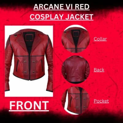 Arcane VI Red Cosplay Jacket Infograhpics