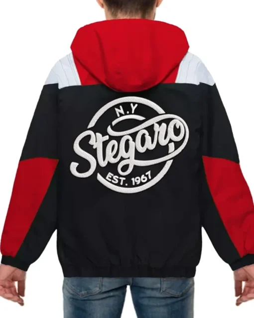 Archie Stegaro Red Hooded Jacket Back