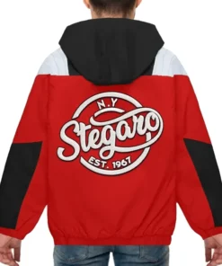 Ashton Red And Black Stegaro Hooded Jacket Back