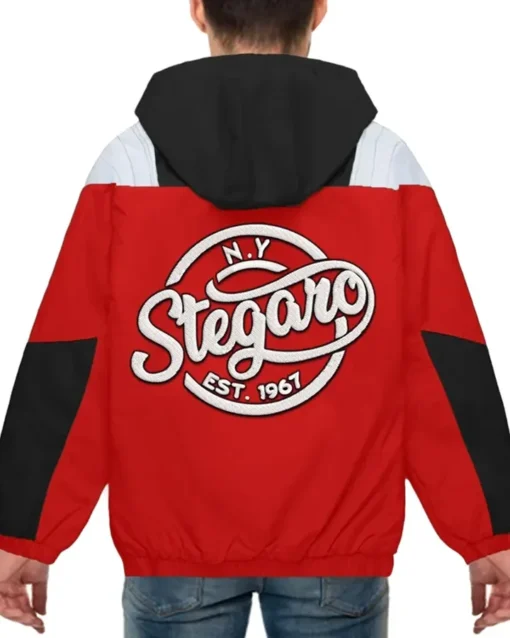 Ashton Red And Black Stegaro Hooded Jacket Back