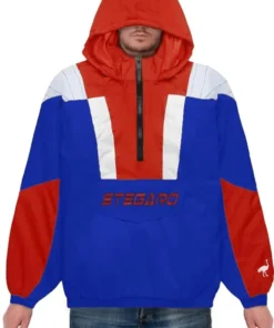 Bertram Red And Blue Stegaro Hooded Jacket