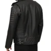 Biker Quilted Black Asymmetrical Leather Jacket Back