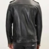 Black And Gold Lambskin Leather Jacket With Pyramid Studs Back