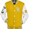 Buy Golf Yellow And White Stegaro Varsity Jacket