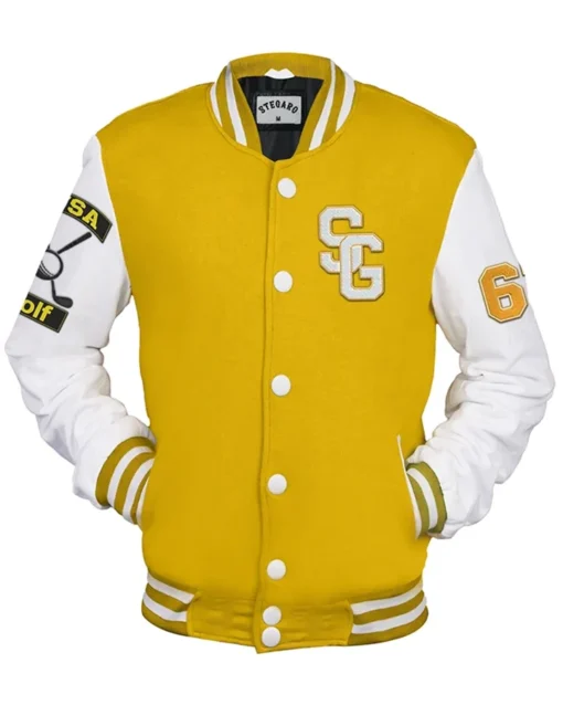 Buy Golf Yellow And White Stegaro Varsity Jacket