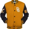 Buy Stegaro Base Ball Yellow And Black Varsity Jacket