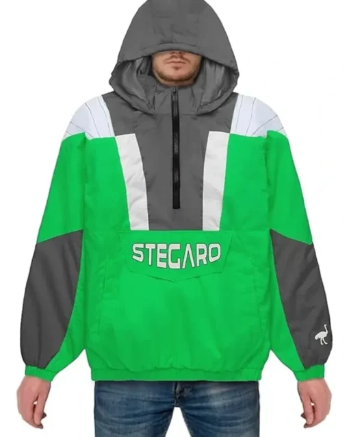 Charlie Orange And Brown Stegaro Hooded Jacket