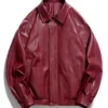 Classic Oversized Red Leather Jacket