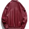 Classic Oversized Red Leather Jacket Back