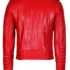 Classic Red Leather Motorcycle Jacket Zipper Style Back