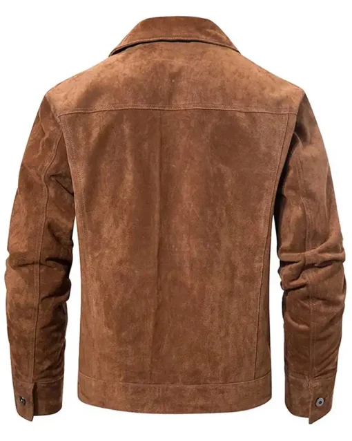 Colin Mens Leather Trucker Jacket Back