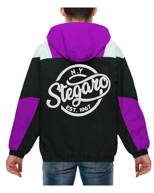 Dante Purple And Black Stegaro Anorak Jacket Back