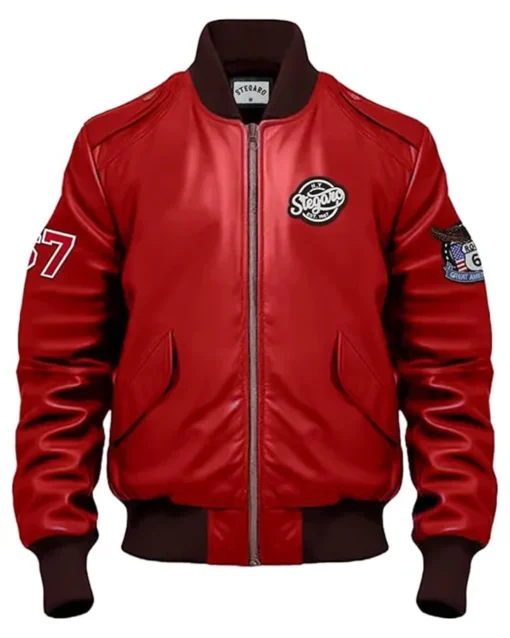 Dario Stegaro Bomber Red Leather Jacket