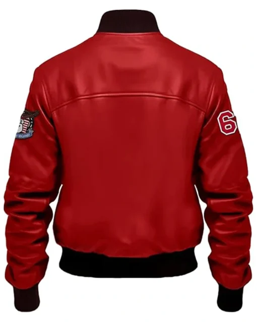 Dario Stegaro Bomber Red Leather Jacket Back