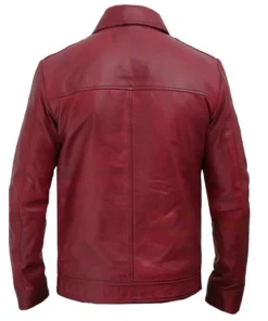 Dark Red Leather Jacket Back