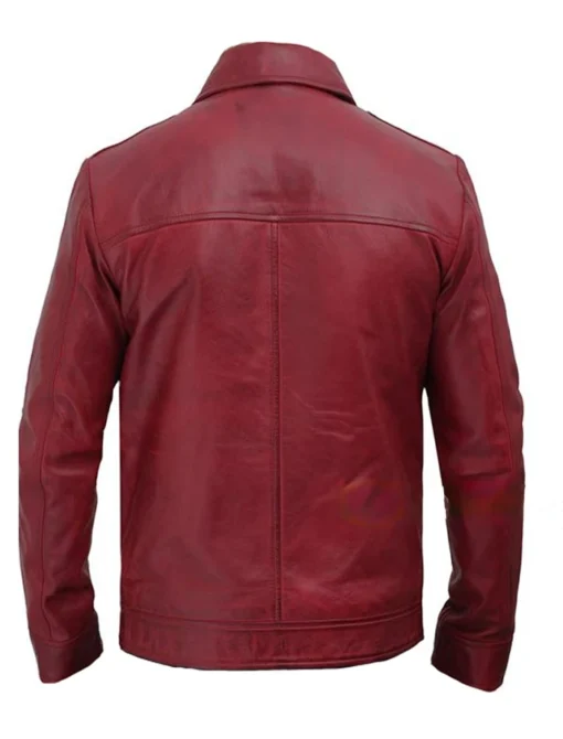 Dark Red Leather Jacket Back