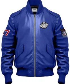 Deacon Royal Blue Stegaro Bomber Leather Jacket