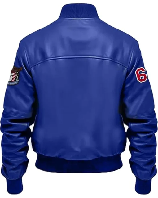 Deacon Royal Blue Stegaro Bomber Leather Jacket Back