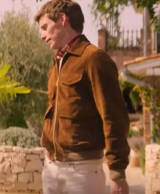 Eddie Redmayne Brown Bomber Jacket Side