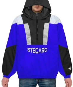 Edge Hooded Stegaro Blue And Black Jacket