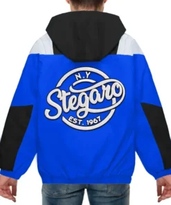 Edge Hooded Stegaro Blue And Black Jacket Back