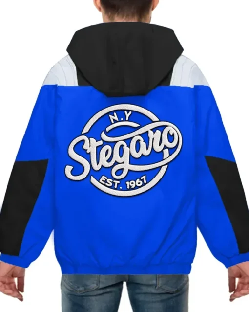 Edge Hooded Stegaro Blue And Black Jacket Back