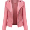 Evelyn Hot Pink Studded Leather Jacket