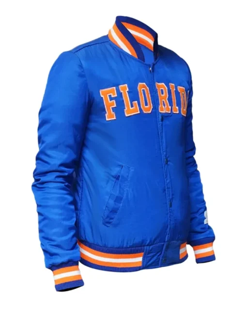 Florida Gators Blue Satin Varsity Jacket Front