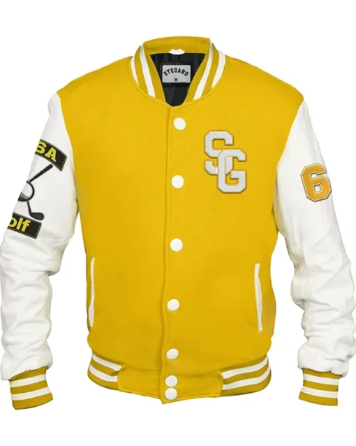 Golf Yellow And White Stegaro Varsity Jacket