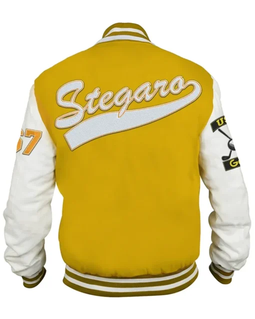 Golf Yellow And White Stegaro Varsity Jacket Back