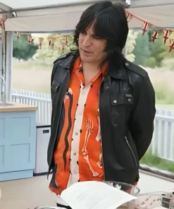 Great British Bake Off Noel Fielding Black Leather Jacket For Sale