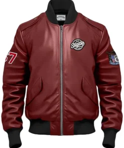 Haddy Leather Stegaro Maroon Bomber Jacket