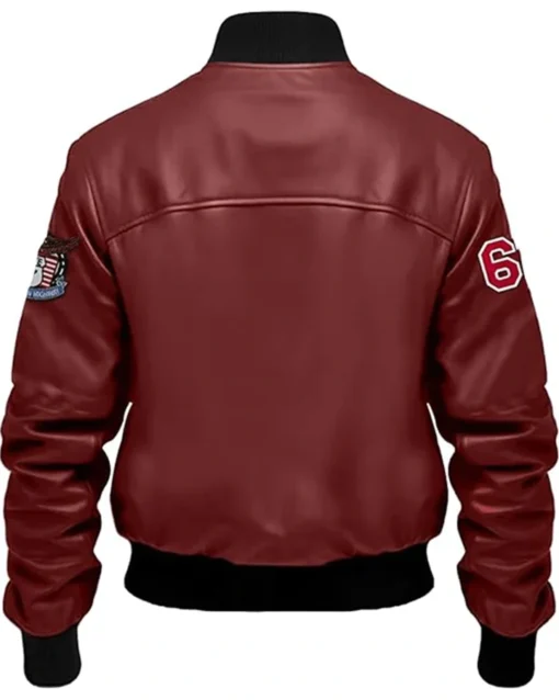 Haddy Leather Stegaro Maroon Bomber Jacket Back