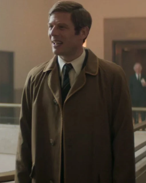 James Norton Joy Brown Cotton Coat For Men