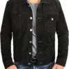 Jerry Black Suede Trucker Jacket