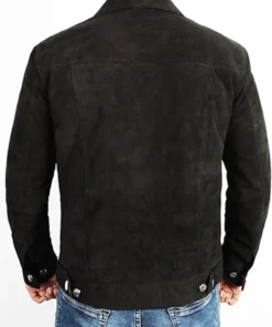 Jerry Black Suede Trucker Jacket Back