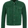 Jimmy Green Suede Trucker Jacket