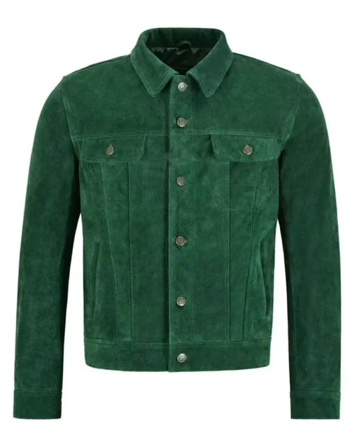 Jimmy Green Suede Trucker Jacket