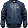 Johannsen Navy Blue Stegaro Bomber Leather Jacket