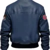 Johannsen Navy Blue Stegaro Bomber Leather Jacket Back