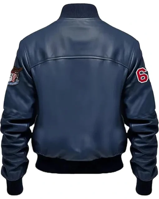 Johannsen Navy Blue Stegaro Bomber Leather Jacket Back