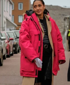 Joséphine Jobert Saint-Pierre Pink Hooded Jacket