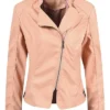 Leather Jacket With Pink Fur Motorcycle Stylish Spring Lightweight Stylish Motor Biker