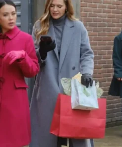 Maggie Lawson Sugarplummed Grey Wool Coat For Women