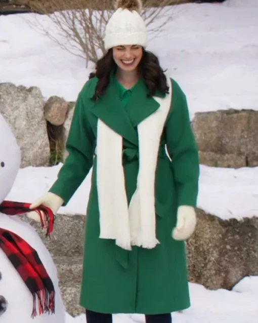 Meghan Ory Believe in Christmas Green Trench Coat For Sale